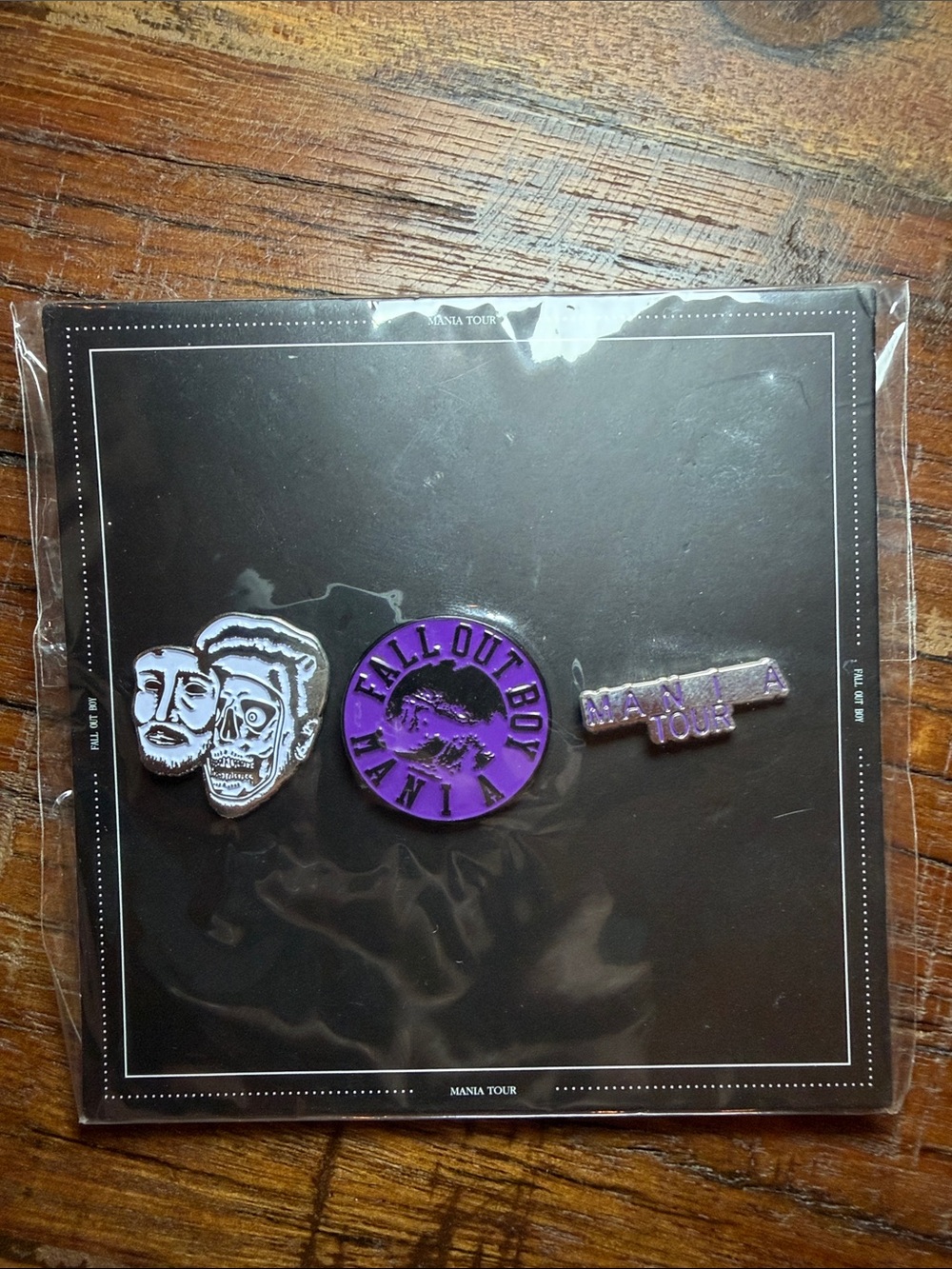 Fall Out Boy MANIA Tour 2017 3 Enamel Pin Set FOB Original Card